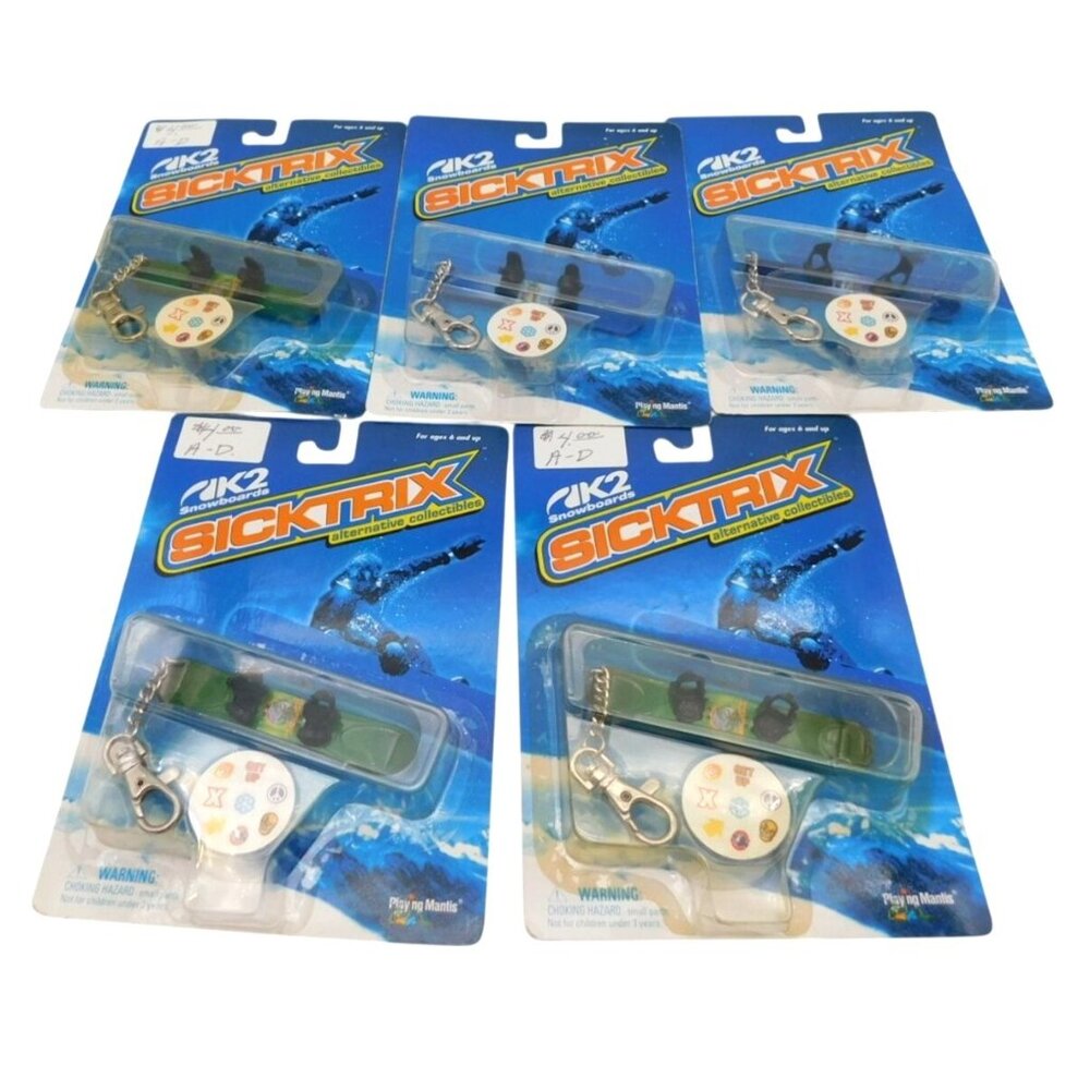 5 NOS K2 Snowboards Sicktrix Keychains Vintage Playing Mantis Zeppelin Fat Bob